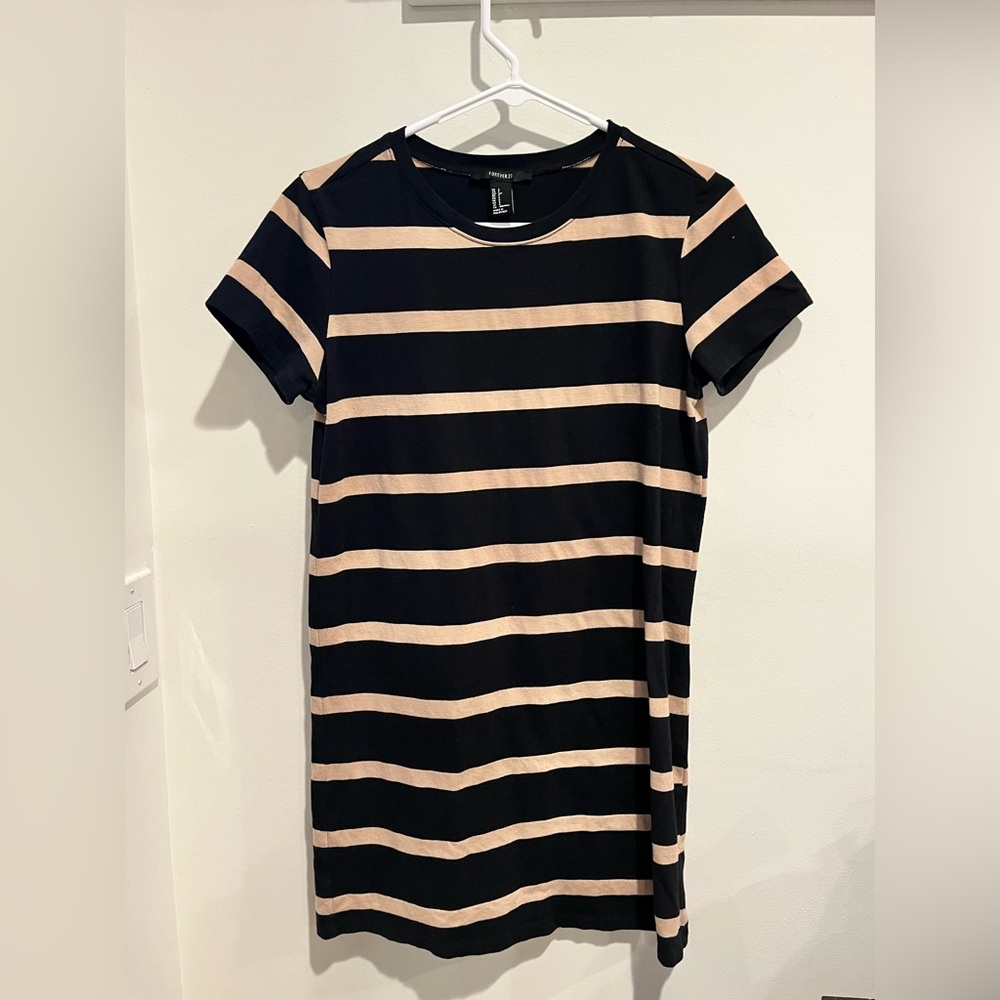 Black and Pink horizontal striped forever 21 dress - size small